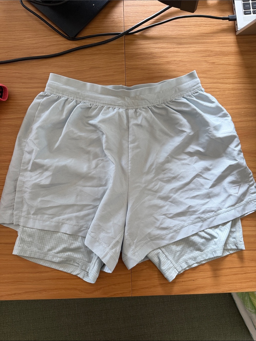 Men’s XS, 4” Gymshark Blue Layered Athletic Shorts